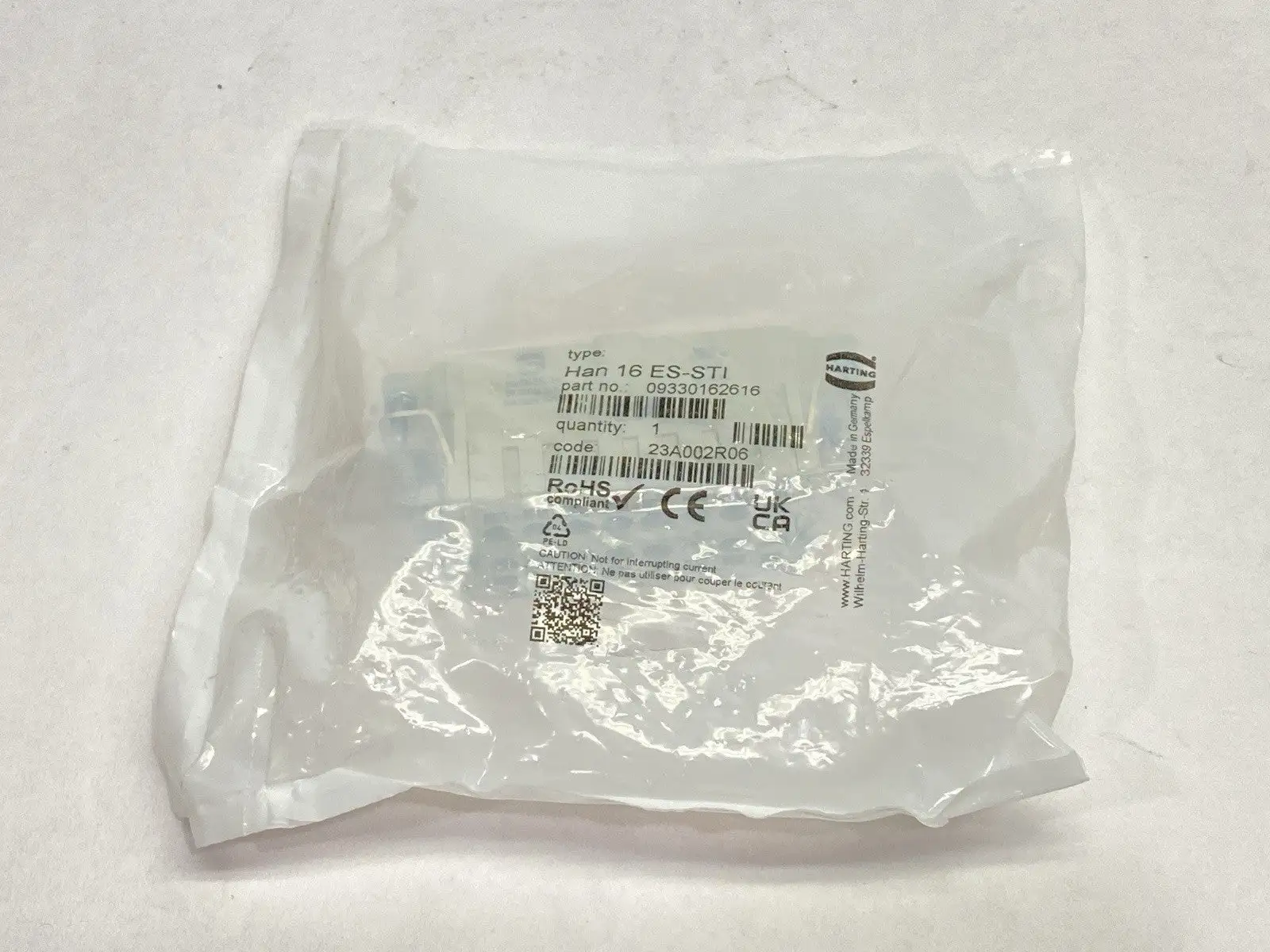 New | in-Stock HARTING Heavy-Duty Power Connector Male Size 16B Han 16 ES-STI Electrical Fittings Michigan US | Maverick Industrial Sales #1473754