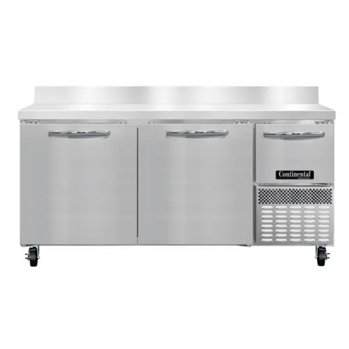 Continental RA68SNBS 68"W Worktop Refrigerator W/ (3) Sections & (3) Doors, 115v