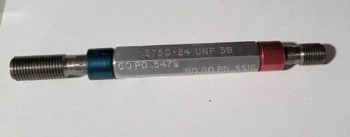.375 / 3/8-24 UNF-3B Thread Plug Gage GO & NO GO P.D. .3479 & NOGO PD .3516