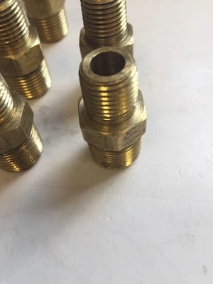*New* 3/8" X 1/4" Brass Hex Nipple Reducer (Lot Of 7) *Warranty*Fast Shipping*