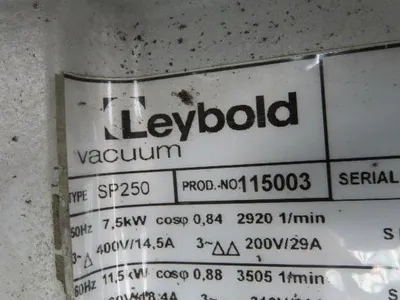 Leybold SP250 ScrewLine Dry Vacuum Pump 330m3/h 11.5kw 210/460V 3Ph