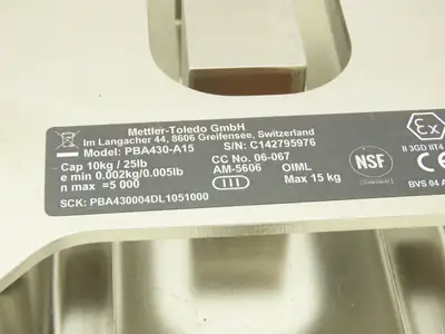 Mettler Toledo PBA430-A15 Digital Scale Base With Load Cell 0708 Missing Top