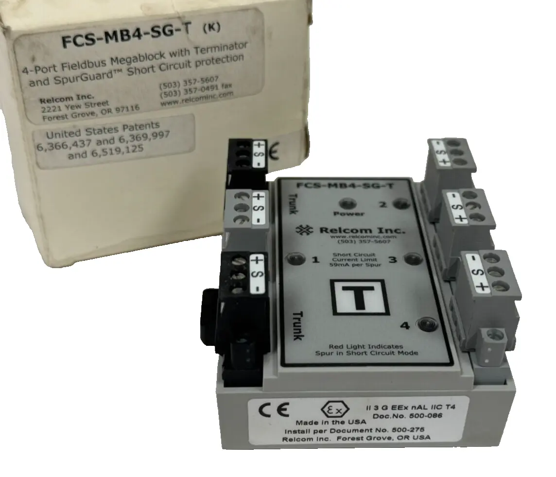 NEW RELCOM INC. FCS-MB4-SG-T MTL FIELDBUS MEGABLOCK PASSIVE HUB FCSMB4SGT