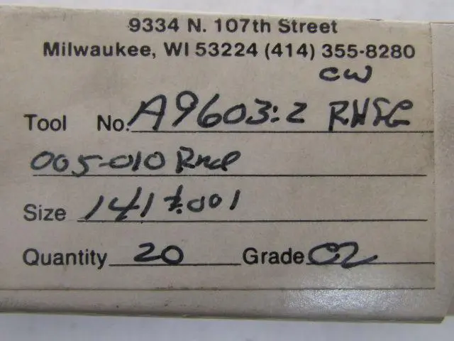 Allied Tool Products A9603:2 Carbide Grooving Insert Grade C2 Box of 20