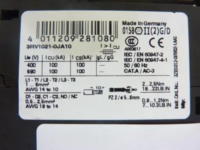USED SIEMENS 3RV1021-0JA10