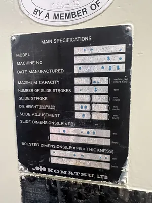 USED 1988 KOMATSU PRESSES KOMATSU OBS60-3 PRESS