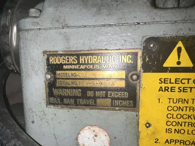 400 TON RODGERS MODEL #1F400 HYDRAULIC INCLINED FRAME HORIZONTAL WHEEL PRESS