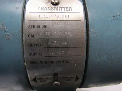 Rosemont 1151GP7S5DS1 Pressure Transmitter Assembly 45VDC Max. 0-200PSI