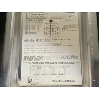 USED SQUARE D CO. HU362DS