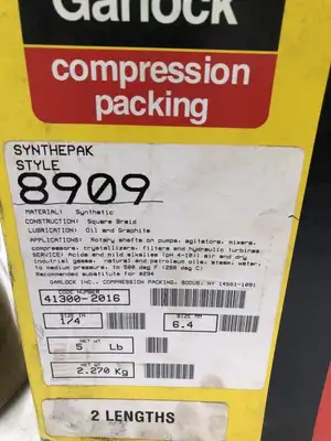 Garlock Synthepak 8909 1/4″ Square Braid Compression Packing 50ft-NIB