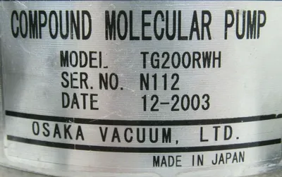 USED OSAKA VACUUM TG200RWH COMPOUND MOLECULAR PUMP