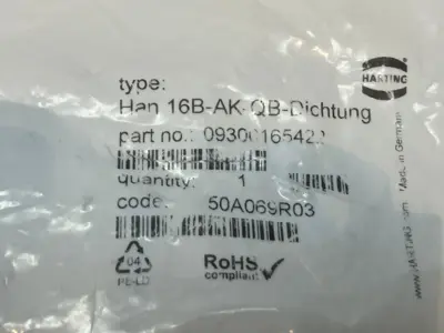 NEW HARTING HAN 16B-AK-QB-DICHTUNG HEAVY DUTY POWER CONNECTOR