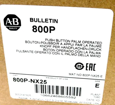 NEW ALLEN BRADLEY 800P-NX25 PUSH BUTTON SERIES E 800PNX25