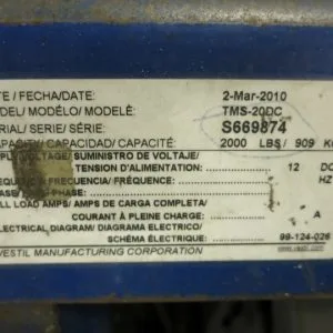 USED 2010 VESTIL TMS-20DC
