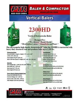 USED PTR 2300HD VERTICAL BALER