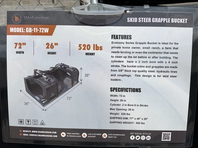 Used WOLVERINE GB-11-72W SKID STEER GRAPPLE BUCKET Grapple Buckets Michigan US | Miedema Asset Management Group #1322332