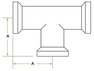 A&N Corporation QF50-200-T 2" NW 50 ISO-QF-Tee Flange Stainless Steel A = 2.76