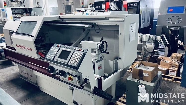 Harrison Alpha 400S Flatbed CNC Lathe with GE Fanuc Control, New in 2000