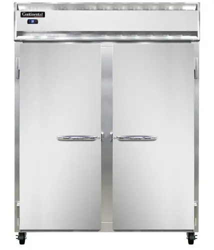Continental 2RESNSS 57" Two Section Reach In Refrigerator, (2) Left/right Hinge Solid Doors, Top Compressor, 115v