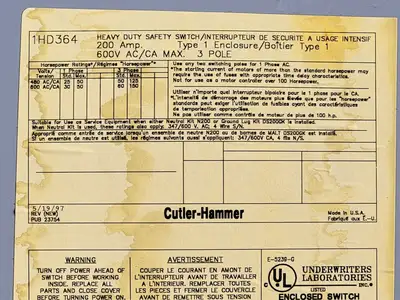 NEW CUTLER-HAMMER 1HD364