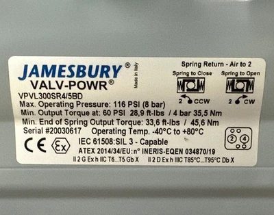NEW JAMESBURY VPVL300SR4/5BD , QN2LP03SDN , EF8320G184