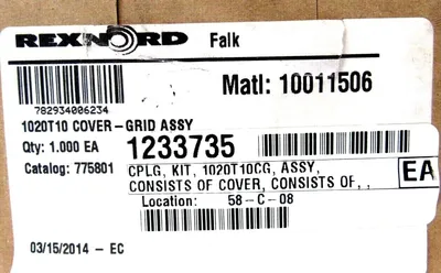NEW REXNORD 775801 1020T10 COVER GRID ASSY 10011506
