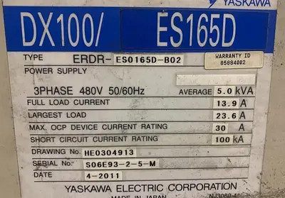 Used YASKAWA MOTOMAN ES165D 6 AXIS CNC ROBOT WITH DX100 CONTROLLER WITH SPOT WELDING GUN Robots | Harbor Machinery Inc. #1283329