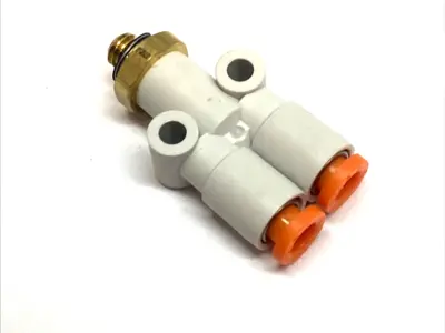 USED SMC UNION Y FITTING 5/32" TUBE 10-32 UNF ONE-TOUCH LOT OF 7
