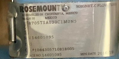 3" Rosemount Magntic Flowtube Model 8705TSA030C1M0N5 New Storeroom Spare