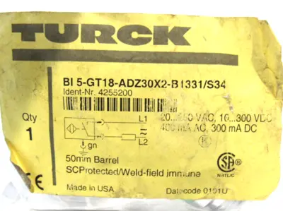 NEW TURCK BI5-GT18-ADZ30X2-B1331/S34 SENSOR 4255200 BI5GT18ADZ30X2B1331S34