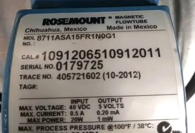 Rosemount 8700 Wfafer Transmitter w/8711ASA15FR1N0G1 Loc6B12