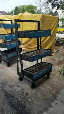 Portable Cat 40/50 Tool Holder Carts w/Adjustable Shelves, 3-4 Shelves/Unit