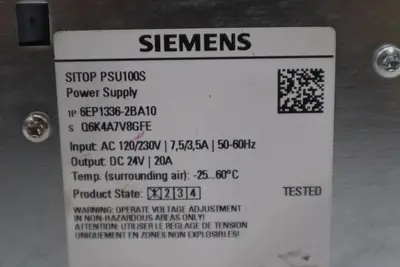 Siemens 6EP1336-2BA10 SITOP PSU100S Power Supply 24V DC 20A Output #K-615-A