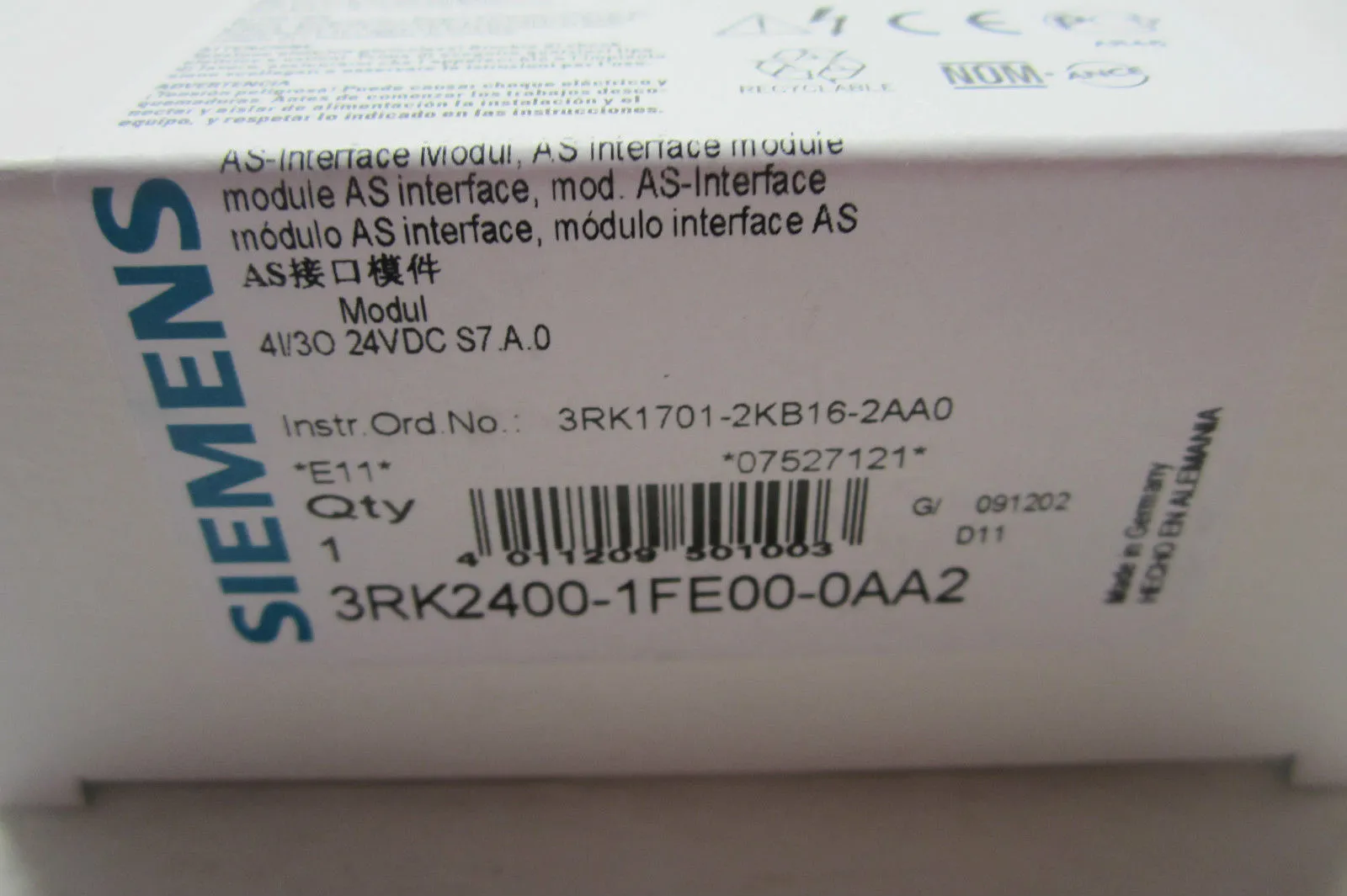 NEW SIEMENS 3RK2400-1FE00-0AA2 INTERFACE MODULE 3RK24001FE000AA2