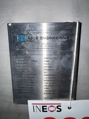 Used 2020 Able Engineering 5,000 LITRE Stainless Steel Tanks GB | Perry Equipment #1464123