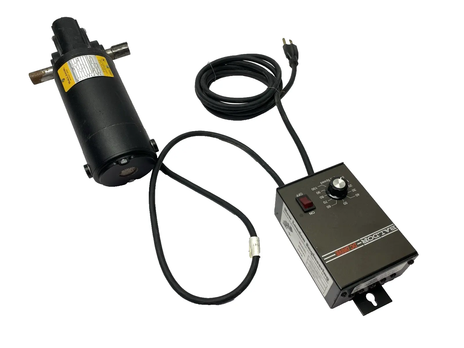 USED BALDOR INDUSTRIAL MOTOR 33:1 1725RPM W/ BC138 DC MOTOR SPEED CONTROL