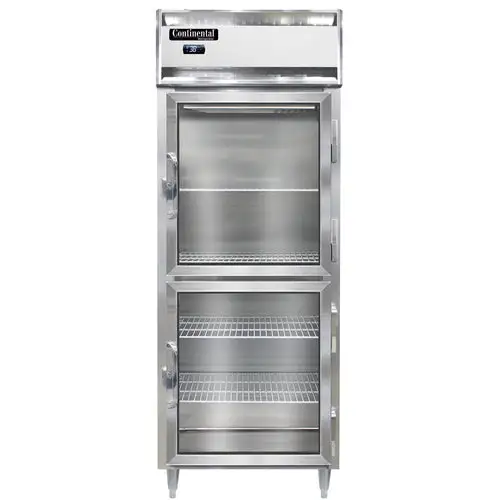 Continental D1RENSSGDHD 28 1/2" One Section Reach In Refrigerator, (2) Right Hinge Glass Doors, Top Compressor, 115v