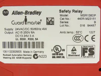 Allen Bradley MSR138DP 440R-M23151 Safety Relay Guardmaster Lot of 4