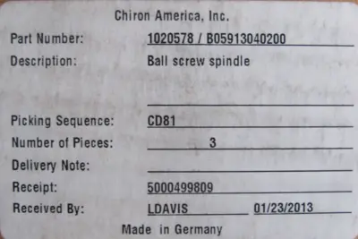 NEW NSK W5011G-36ZK1X BALL SCREW SPINDLE W5011G36ZK1X 1020578 B05913040200