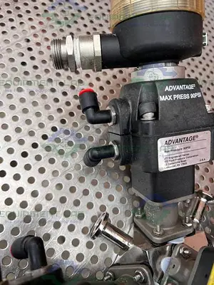 USED 5 ITT ADVANTAGE STAINLESS STEEL DIAPHRAGM VALVES W/ VALVE POSITIONER