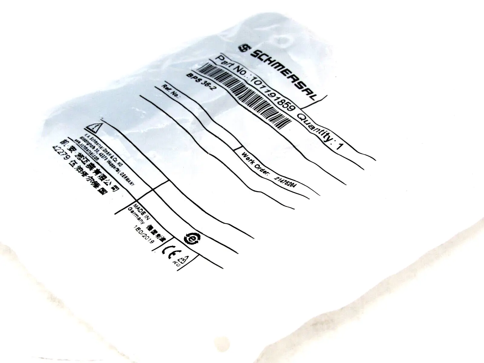 NEW SCHMERSAL BPS 36-2 ACTUATOR 101191859 BPS362
