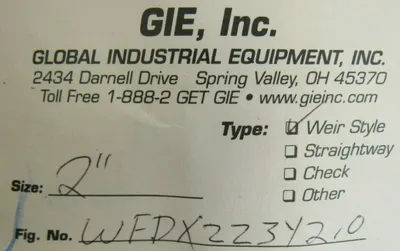 NEW GIE WFDX223Y210 WEIR STYLE 2" DIAPHRAGM VALVE