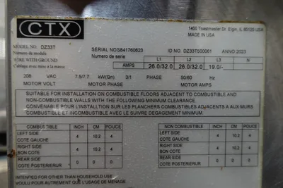 2023 MIDDLEBY MARSHALL CTX ELECTRIC DOUBLE STACK PIZZA CONVEYOR OVEN MODEL DZ33T
