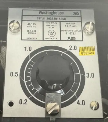 NEW WESTINGHOUSE 293B301A25B TIME DELAY RELAY TD-5 .2-4SEC.