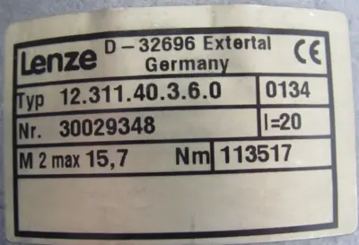 NEW LENZE 12.311.40.3.6.0 GEARMOTOR 30029348 D-32696 1231140360 13.121.65.5.5.0