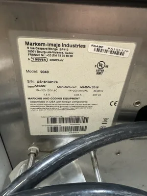 Markem-Imaje 9040 Ink Jet Printer with ENP35372/B Print head module