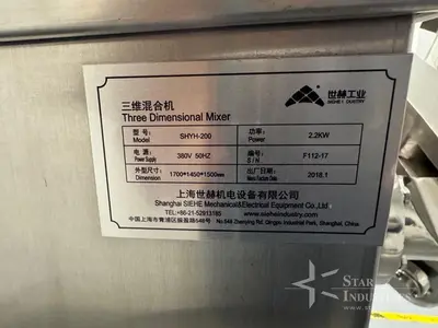 Used 2018 SHANGHAI SIEHE MECHANICAL & ELECTRICAL EQUIPMENT CO LTD SHYH 200 Double Cone - V Mixers California US | Star Industries #1254493