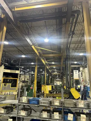 3 TON X 14' WIDE X 130' LONG MPH / BUDGIT OVERHEAD FREE STANDING CRANE SYSTEM: STOCK #20675
