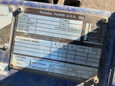 Used KOMATSU FB25SH-5 4-Wheel Sit down Electric Counterbalance Forklifts Michigan US | Miedema Asset Management Group #1579392
