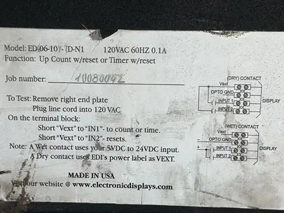Used EDI ELECTRONIC DISPLAYS ED4062091DN1 Counters/Timers Ohio US | HGR 24 #1488470